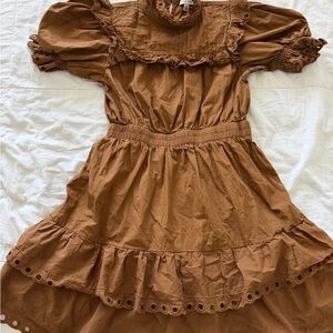 Stellah Brown Puff Sleeve Mini Dress